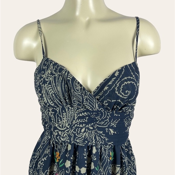 UO Staring At Stars Blue Paisley & Floral Spaghetti Strap Babydoll Dress Women 0 - Picture 5 of 8